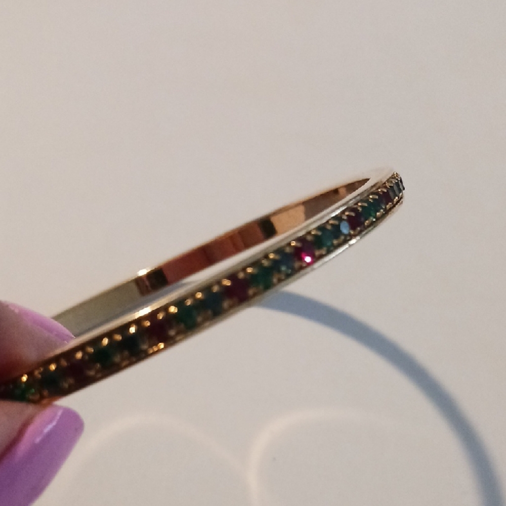 Gold Bangle with Multicolor Stones